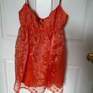 Lucy in the Sky Bright Orange Floral Dress